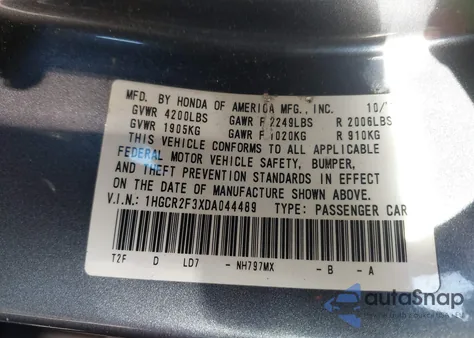 2013 Honda Accord Lx z USA, uszkodzony, nr VIN 1HGCR2F3XDA044489